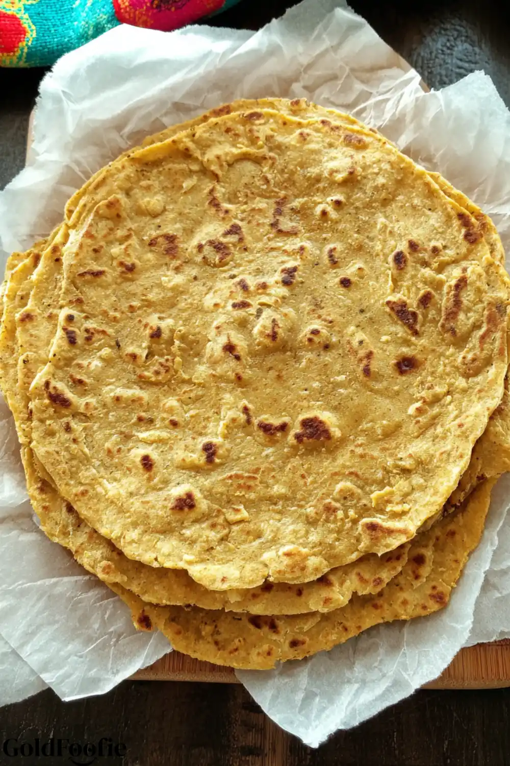 Chickpea Flour Tortillas Golden chickpea flour tortillas stacked