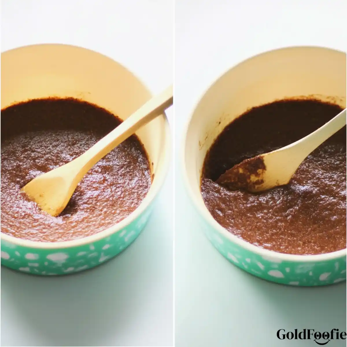 Chilled Chia Pudding Texture Check Chia pudding thickening in a green bowl