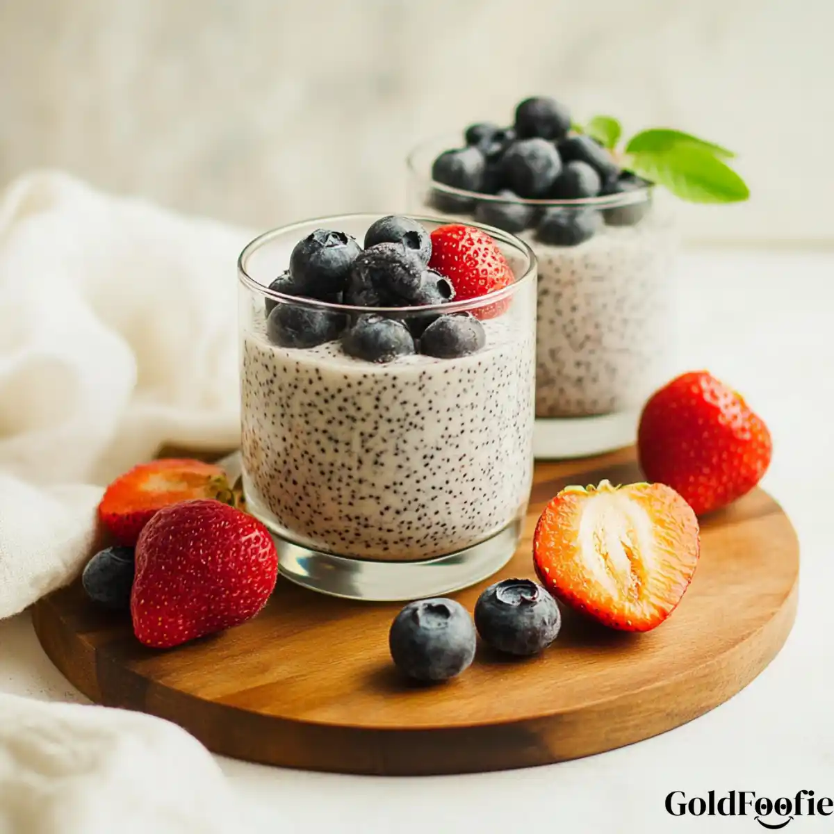 Coconut Chia Pudding in Clear Glasses Simple Coconut Chia Pudding with Blueberries