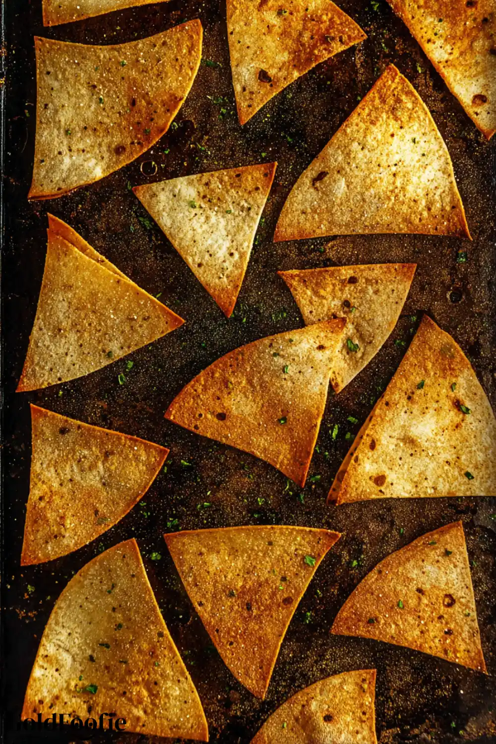 Crispy Golden Tortilla Chips Fresh Perfectly baked tortilla chips with golden edges