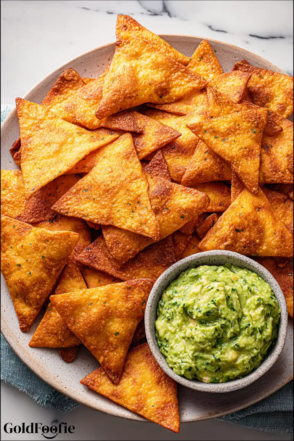 Crispy Homemade Keto Tortilla Chips with Guacamole golden keto tortilla chips