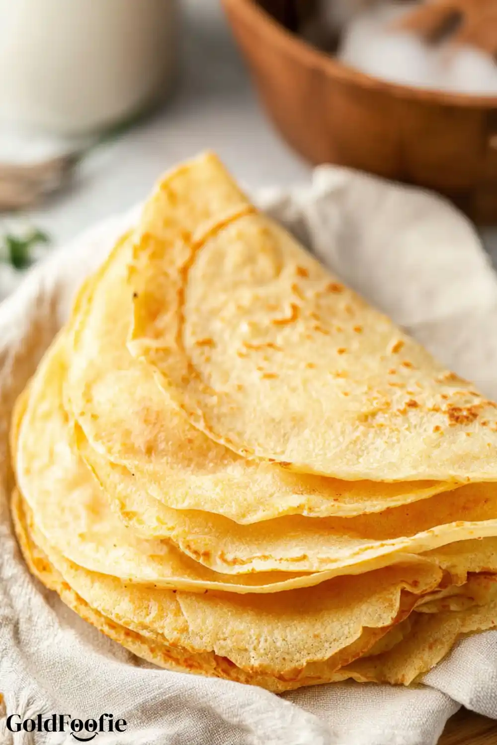 2 Ingredient Zero-Carb Tortillas in Under 10 Minutes 6 Stack of golden, pliable tortillas resting on cloth