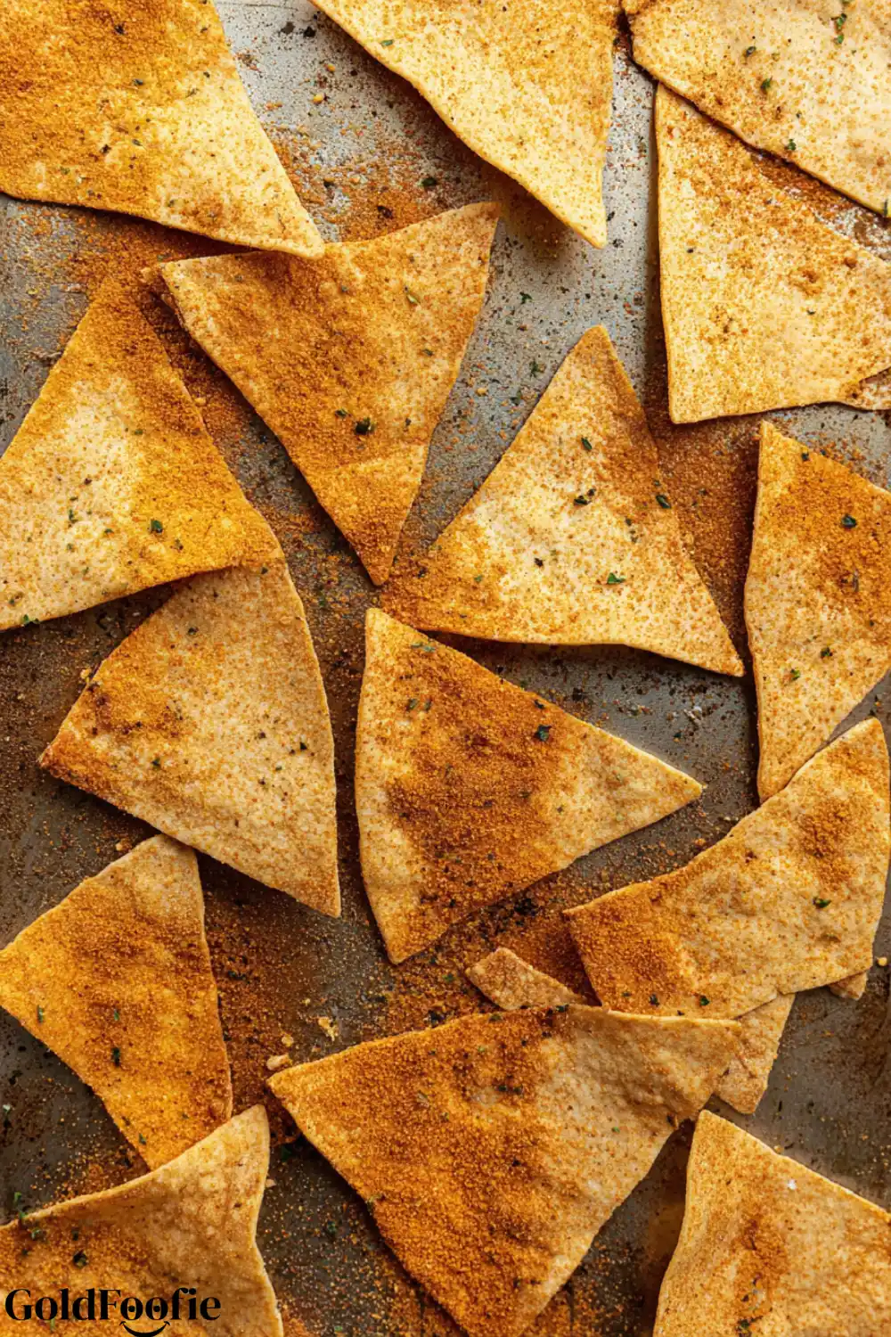 Homemade Keto Tortilla Chips Close-up of homemade low carb tortilla chips with seasoning