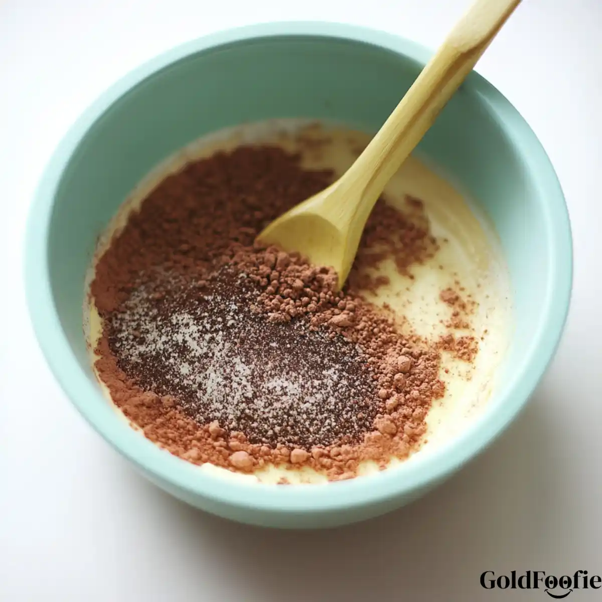 Preparing the Chia Pudding Base Mixing cacao powder and sweetener into milk