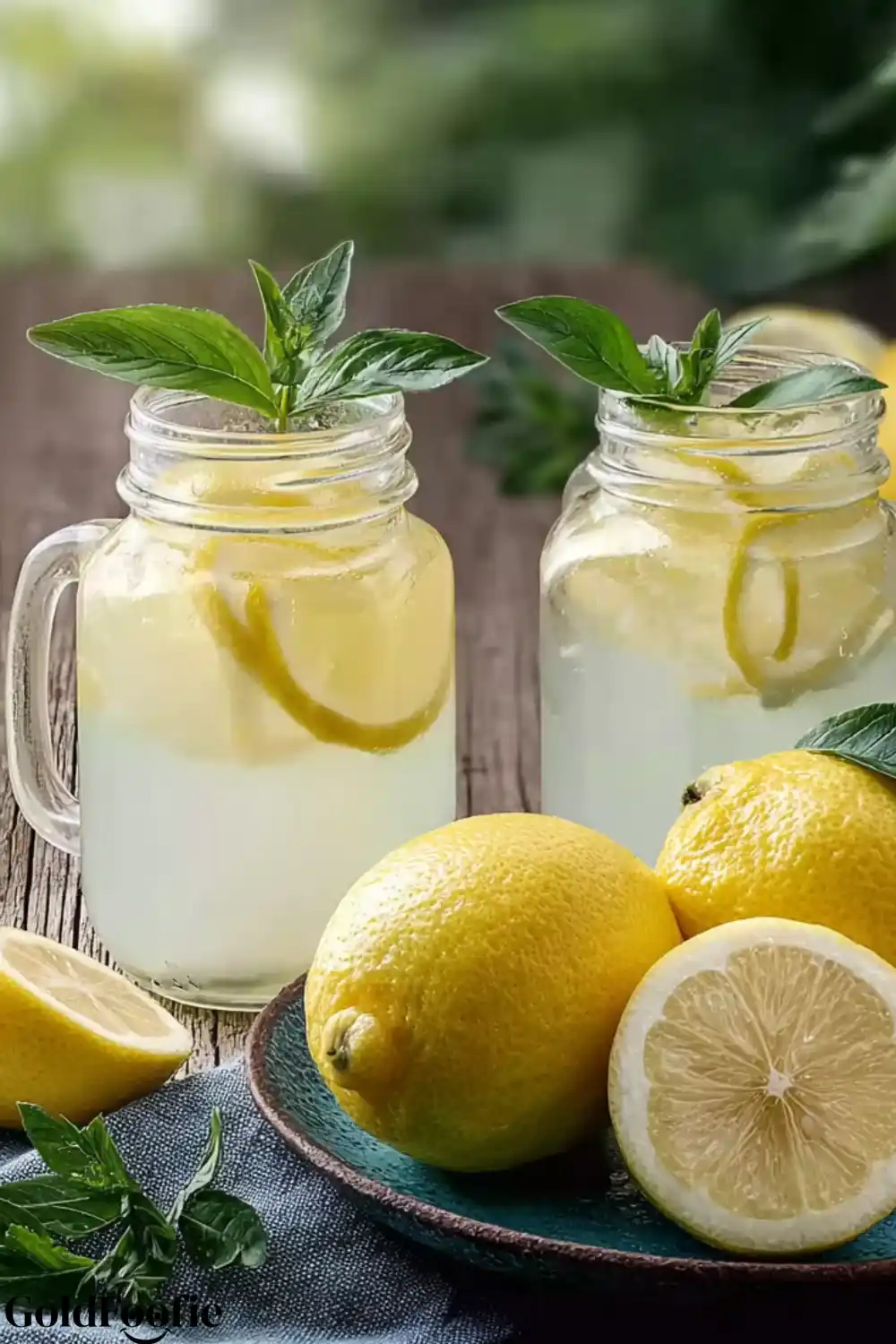 Soothing Evening Detox Broth 6 Soothing Evening Detox Broth with lemon and mint served in mason jars on a rustic wooden table.
