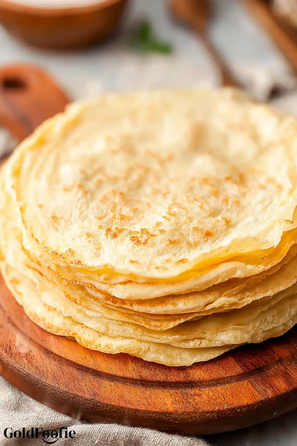 Stacked Homemade Zero-Carb Tortilla Stack of freshly made tortillas