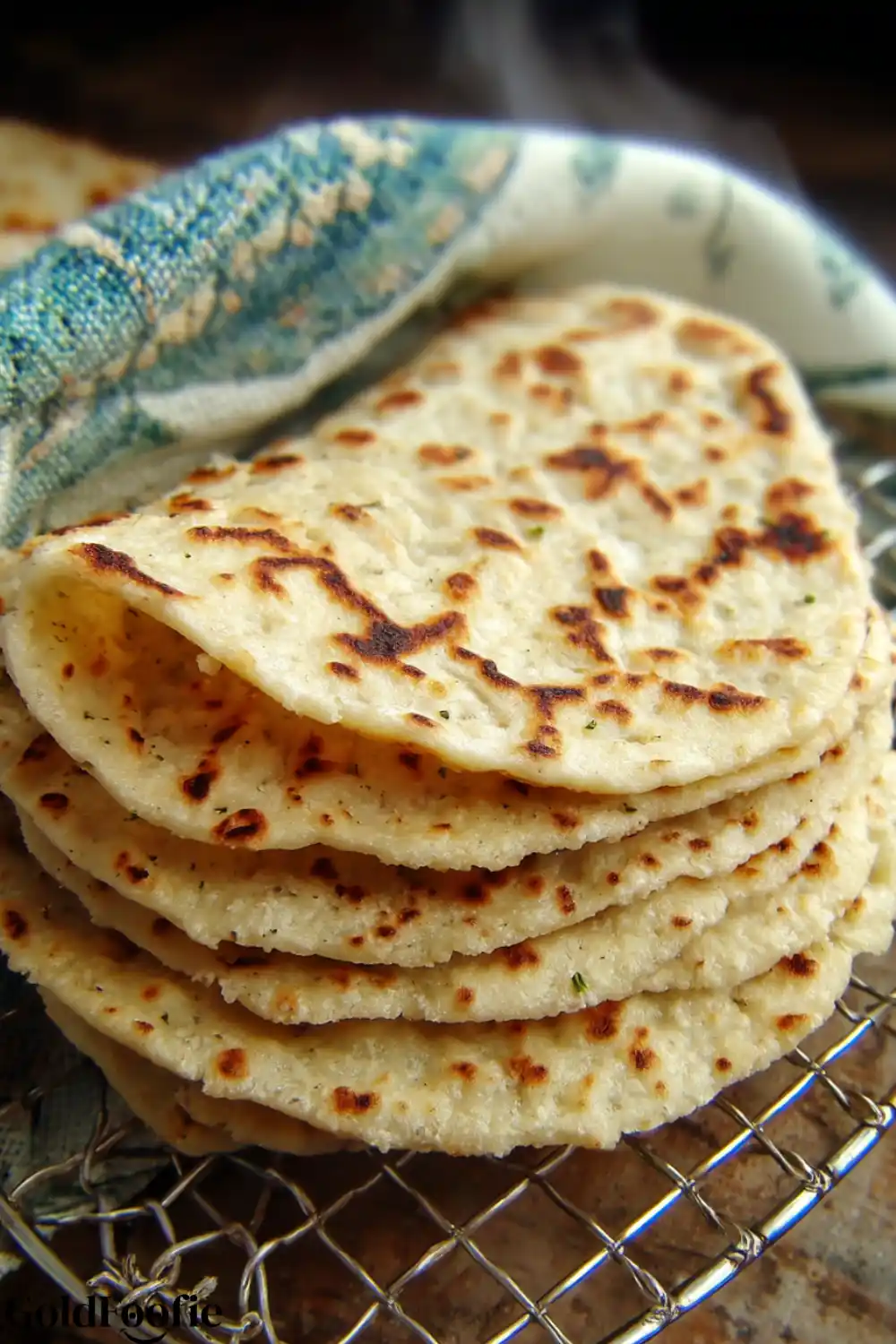 Soft Keto Almond Tortillas Recipe 6 Folded almond tortilla showing soft texture and toasted surface
