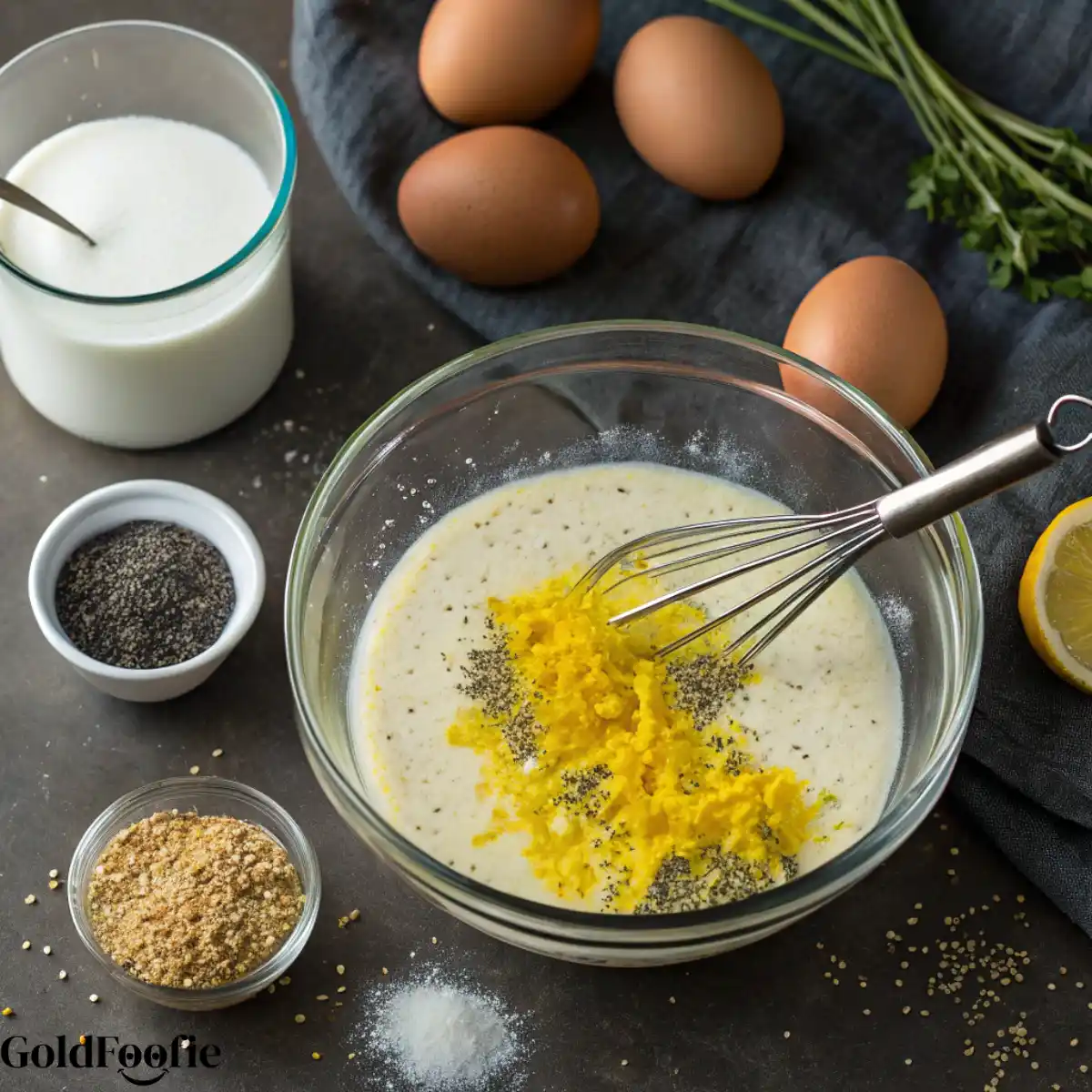 Whisking Chia and Lemon into Yogurt Base Whisking Chia and Lemon into Yogurt Base