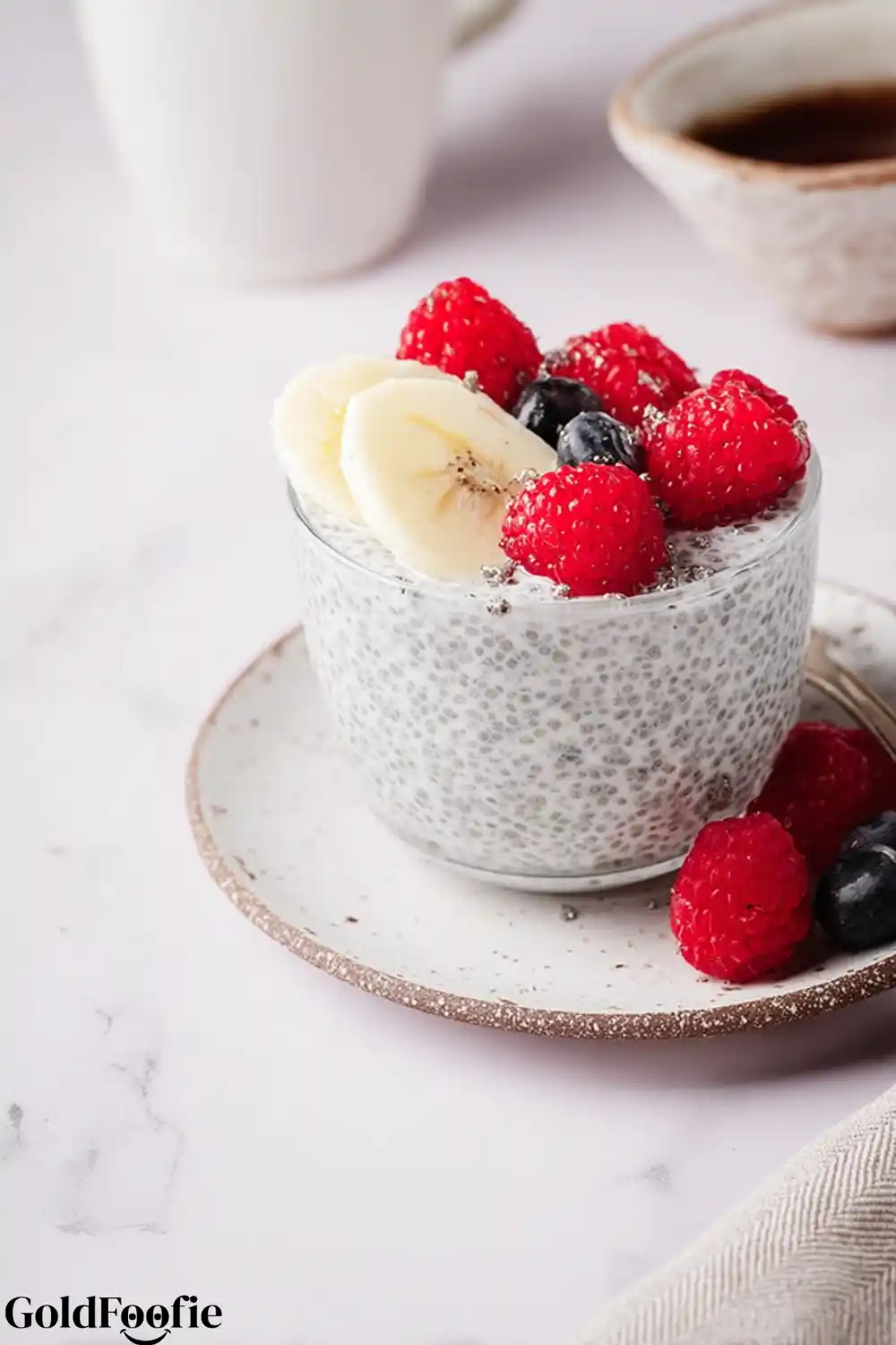 Healthy Chia Pudding Recipes 5 Chia pudding recipes topped with banana, raspberries, and blueberries