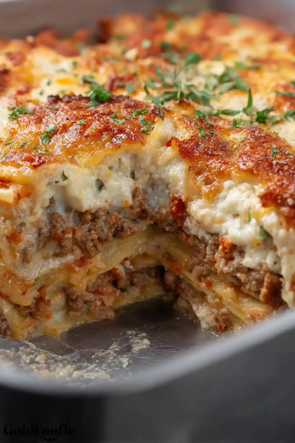 Cheesy Low Carb Lasagna Slice Inside view of cheesy low carb tortilla lasagna