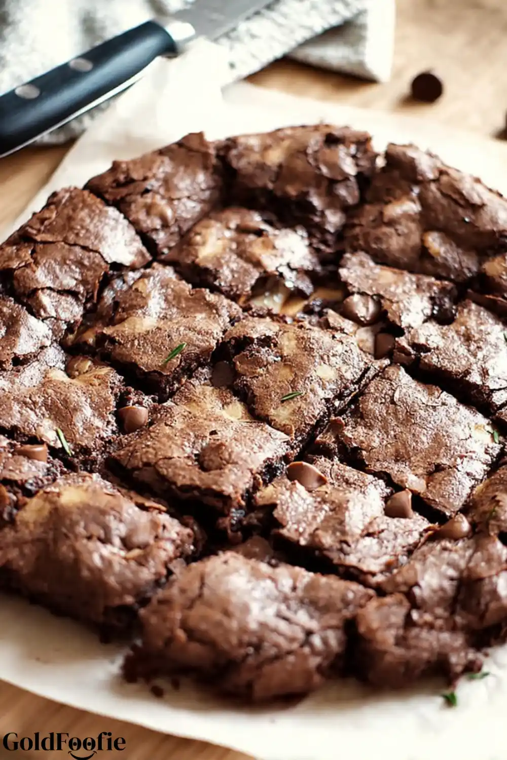 Cut Brownies for Sharing - Gluten-free diabetic recipes Chocolate brownies cut into squares, ready to serve on parchment paper - Gluten-free diabetic recipes