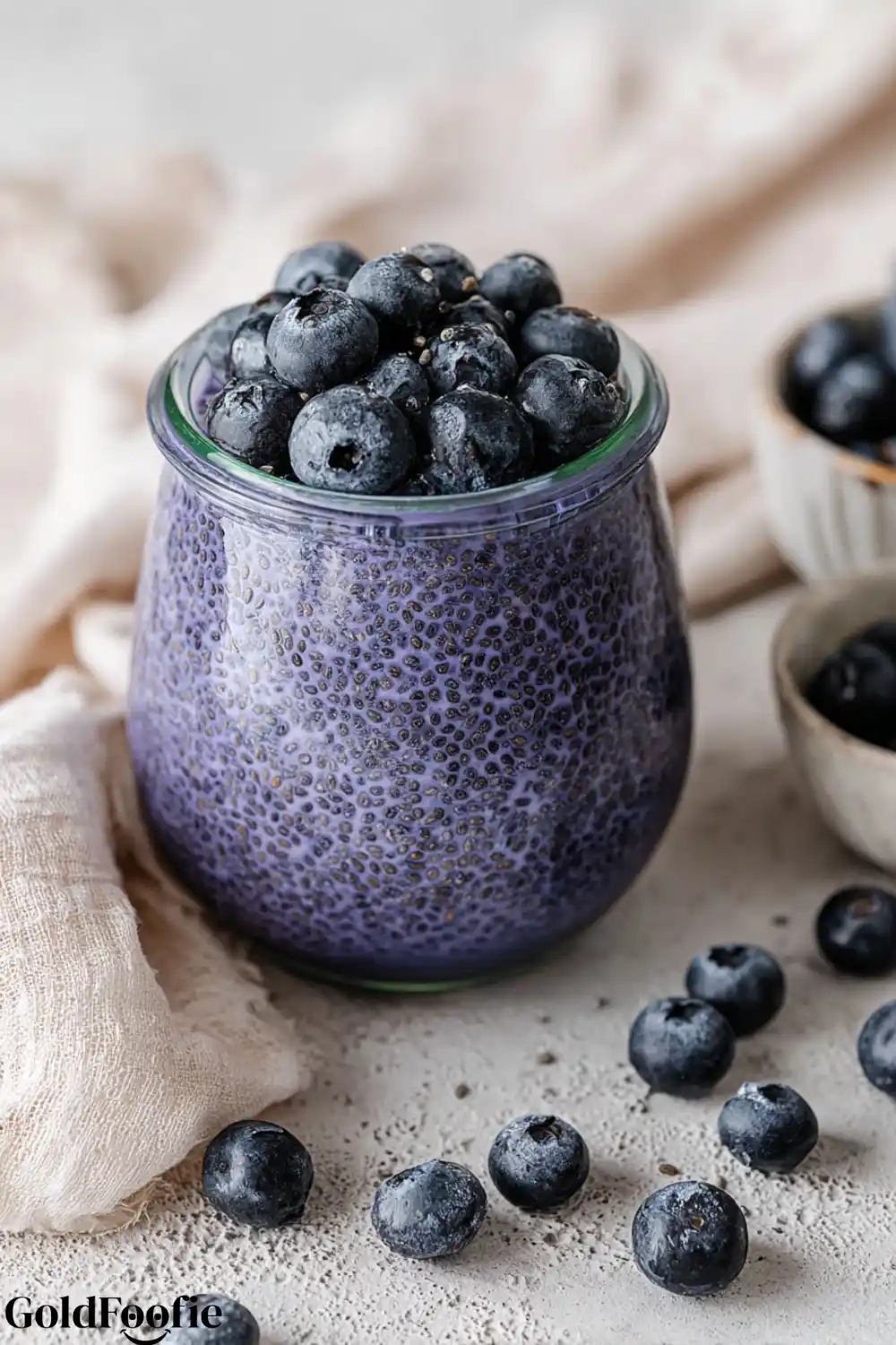 Fresh Blueberry Chia Jar Blueberry chia pudding topped with whole berries