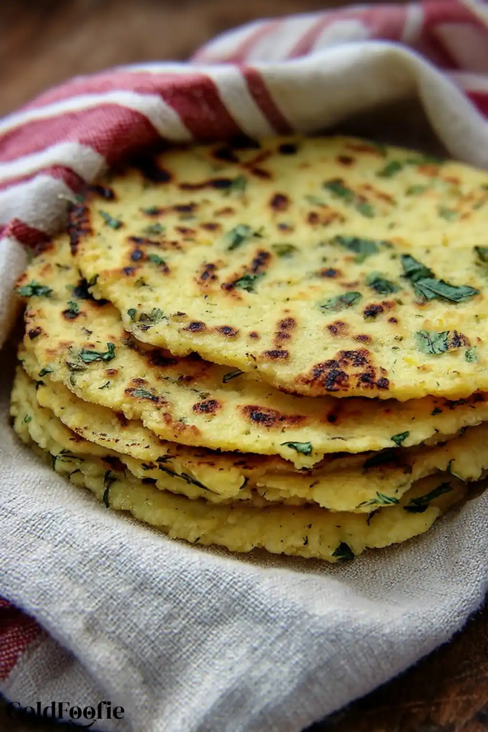 Cauliflower Tortillas Recipe Keto Approved 6 Cauliflower tortillas wrapped in kitchen cloth with char marks
