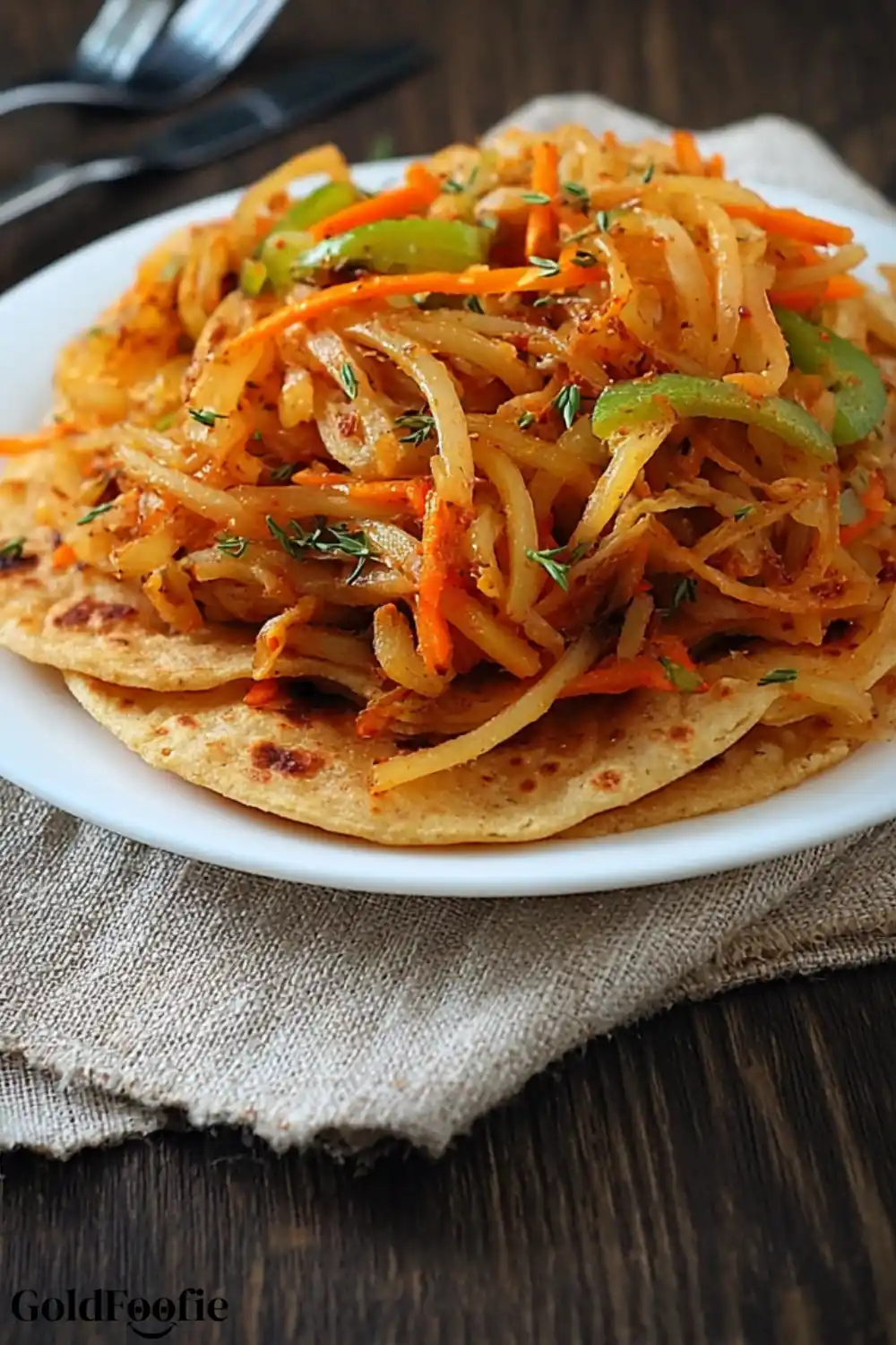 Low Carb Tortilla Noodles with Veggie Stir Fry Low Carb Tortilla Noodles with vegetables on a plate