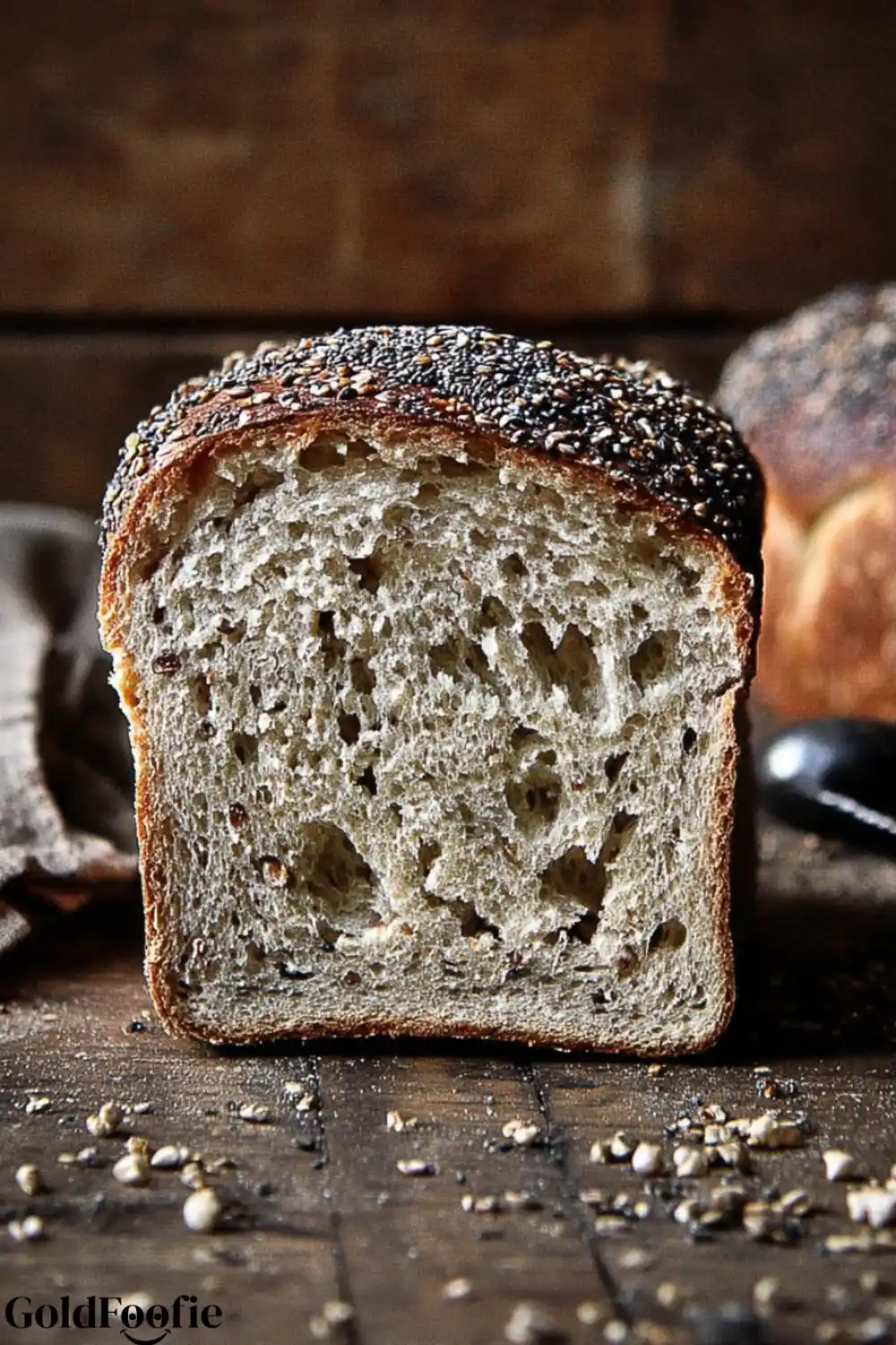 Sprouted Grain Bread Soft Nutty Delicious Homemade 5 Whole loaf of sprouted bread covered in seeds