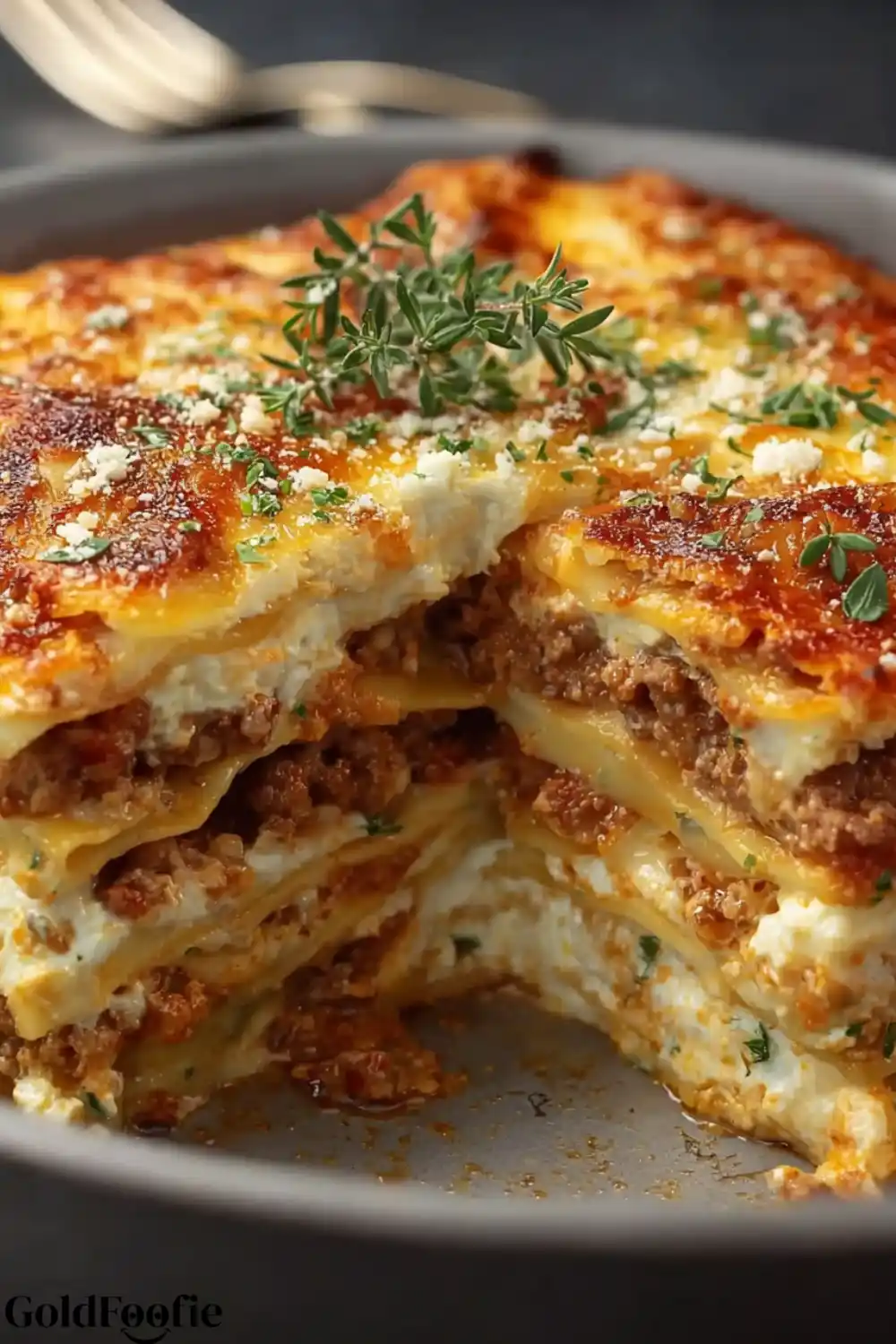 low-carb tortilla lasagna. Sliced low-carb lasagna made with layered tortillas