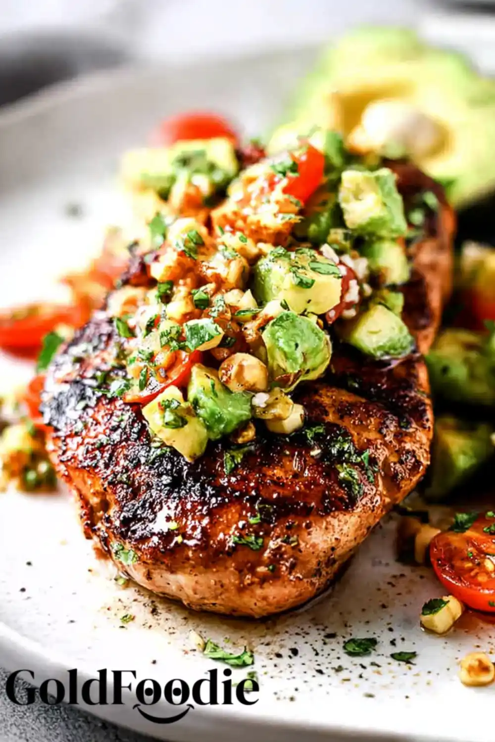 Avocado Chicken Plate Fiesta Lime Chicken with Avocado and tomato salsa