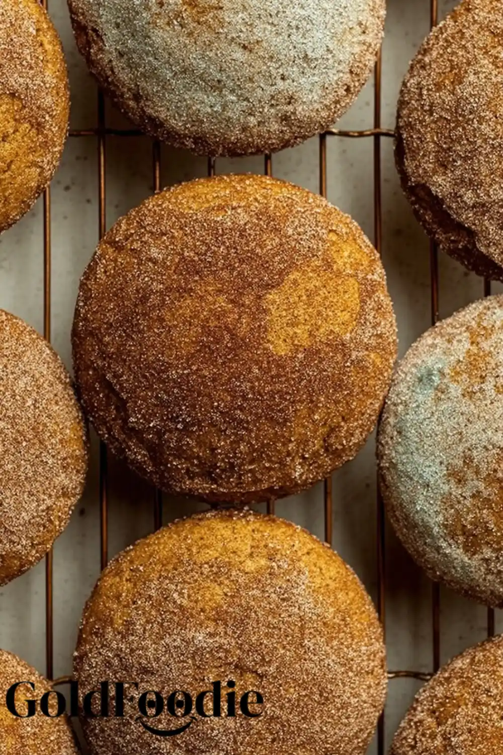 Baked Cookie Tops Freshly baked apple cider whoopie pie tops on a wire rack