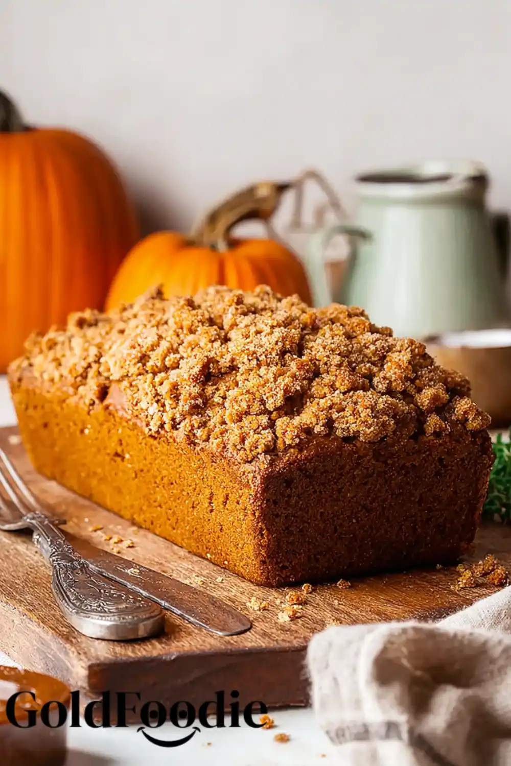Best Crumble Topping Pumpkin bread with crumble topping.