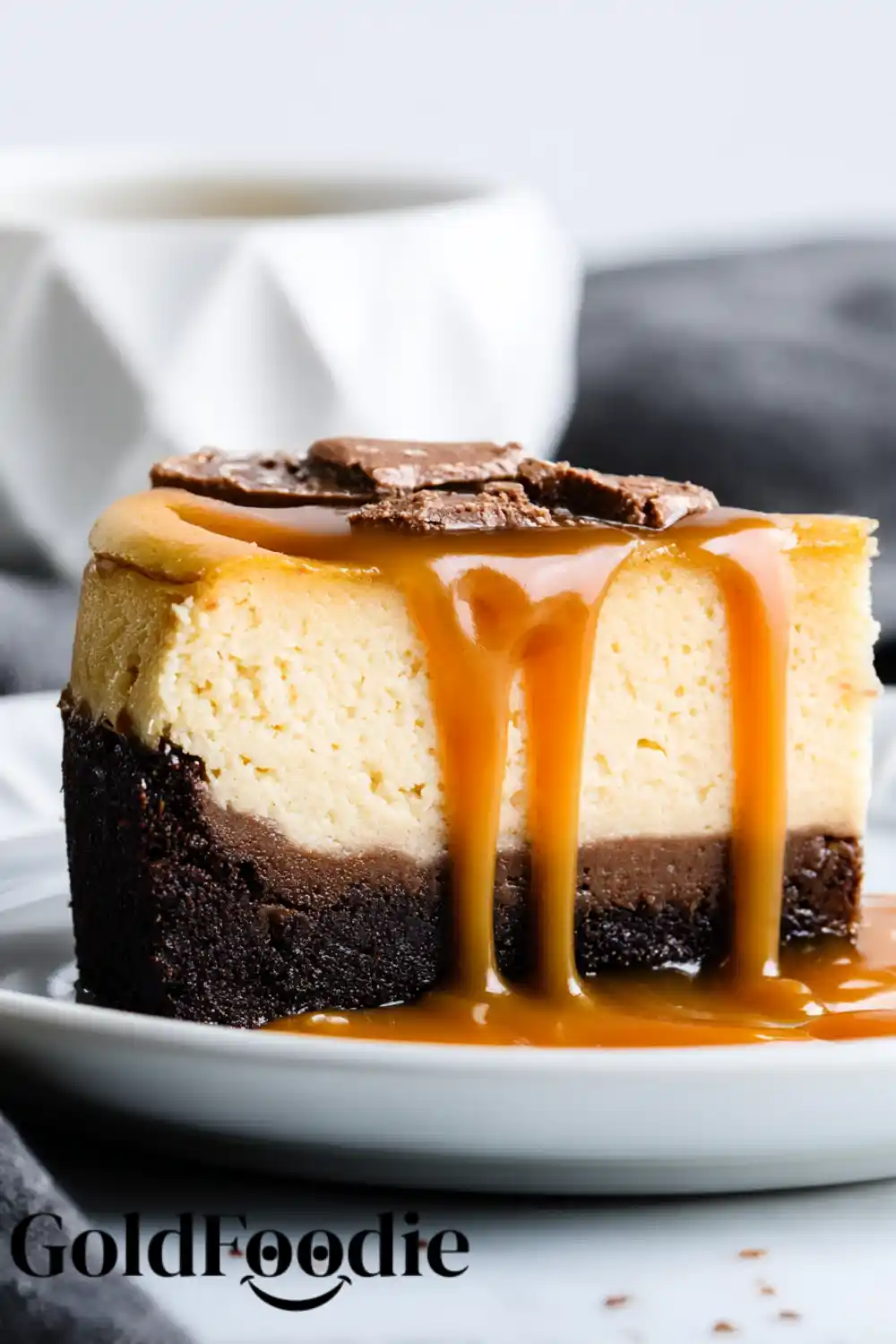 Caramel Cheesecake Slice Slice Caramel Brownie Cheesecake drizzled