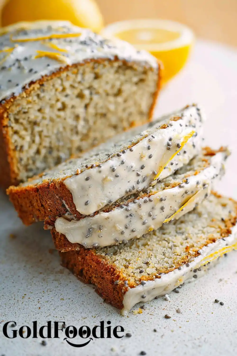 Chia Cake Front View Front view of Chia Seed Lemon Cake with frosting