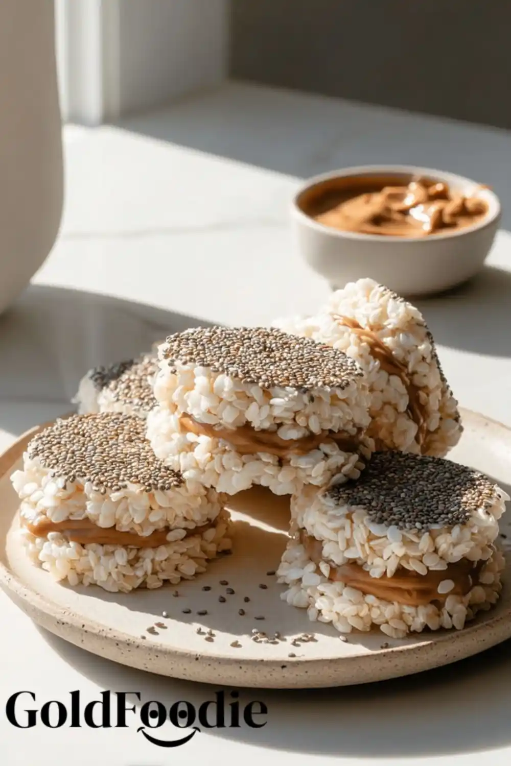 High Protein Chia Seed Rice Cakes 5 rice cakes with chia and seed topping