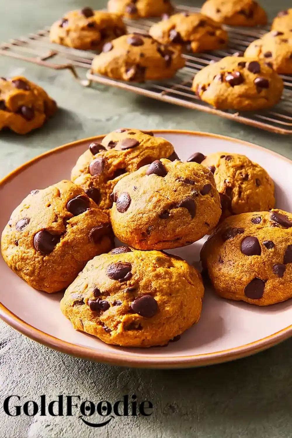 Cookie Cooling Process Cookies cooling on rack with a plate of cookies in front