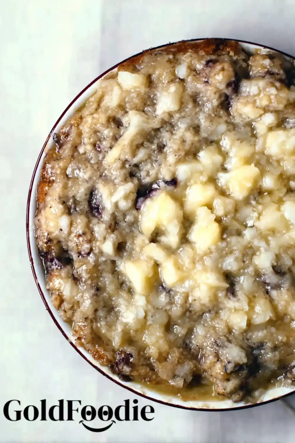 Fluffy Banana Bread with Almond and Blueberry Close-up of a slice of blueberry banana bread