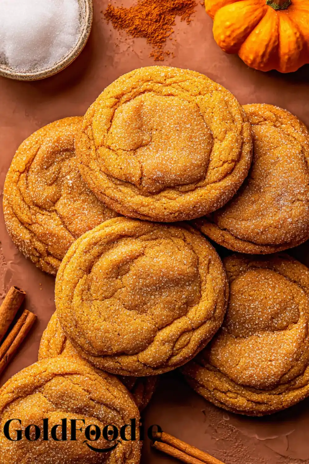 Fresh Pumpkin Cheesecake Cookies Freshly baked pumpkin cheesecake cookies on a tray