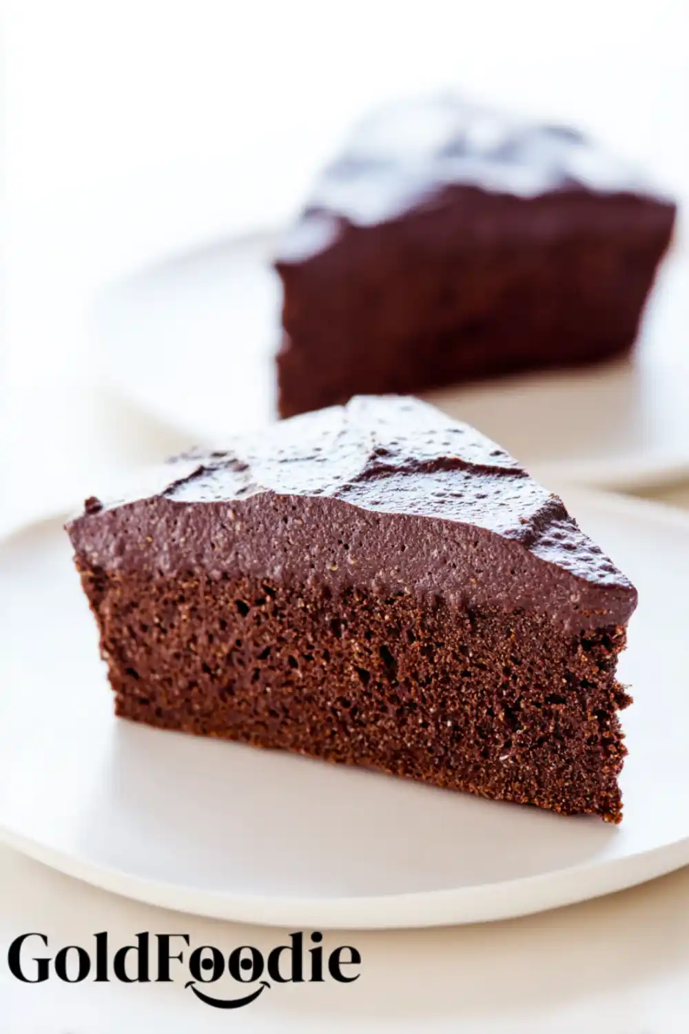 Healthy Chocolate Chia Cake Piece Chocolate chia cake slice with thick smooth frosting