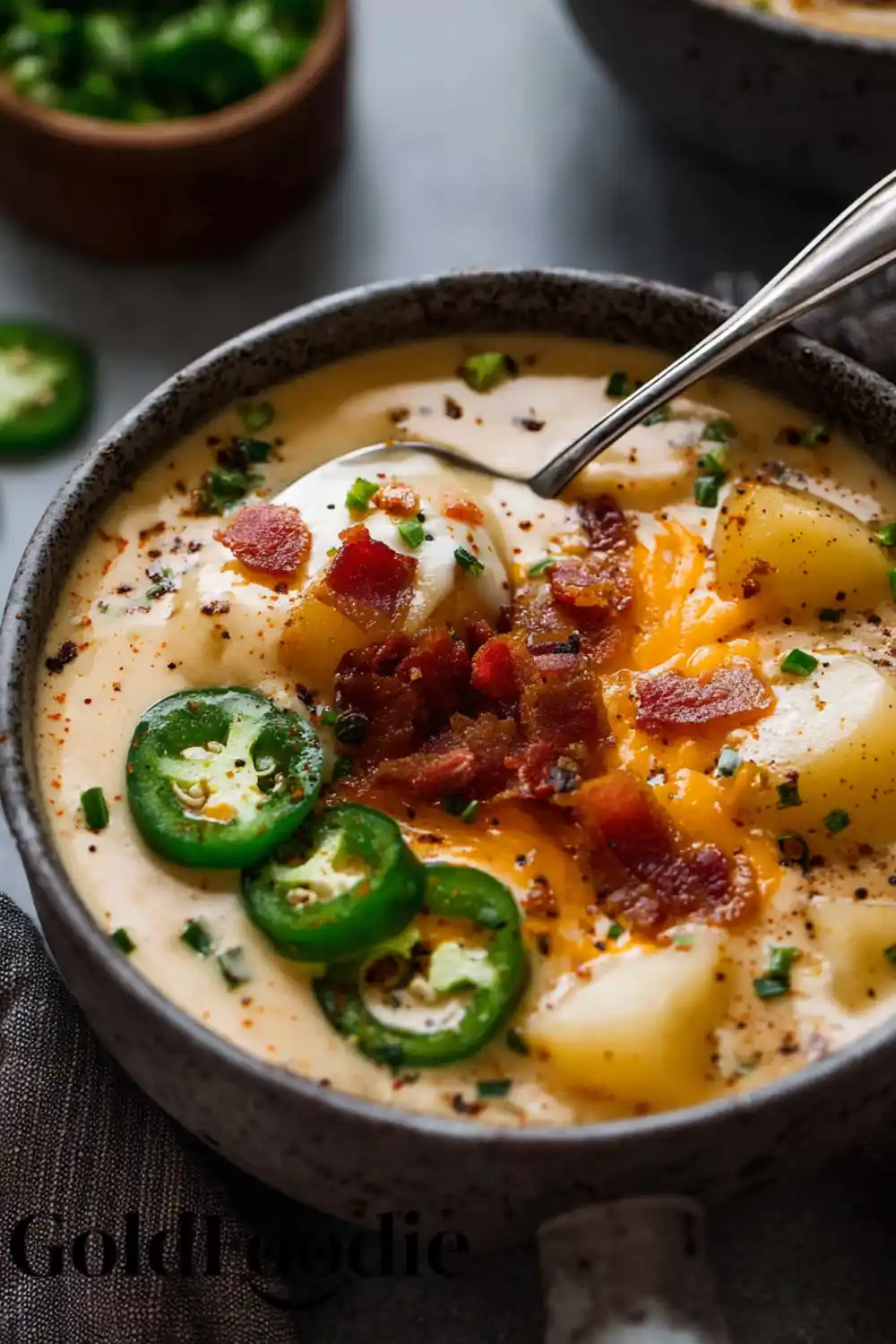Jalapeno Popper Soup 5 Creamy soup with potatoes, bacon, and jalapenos