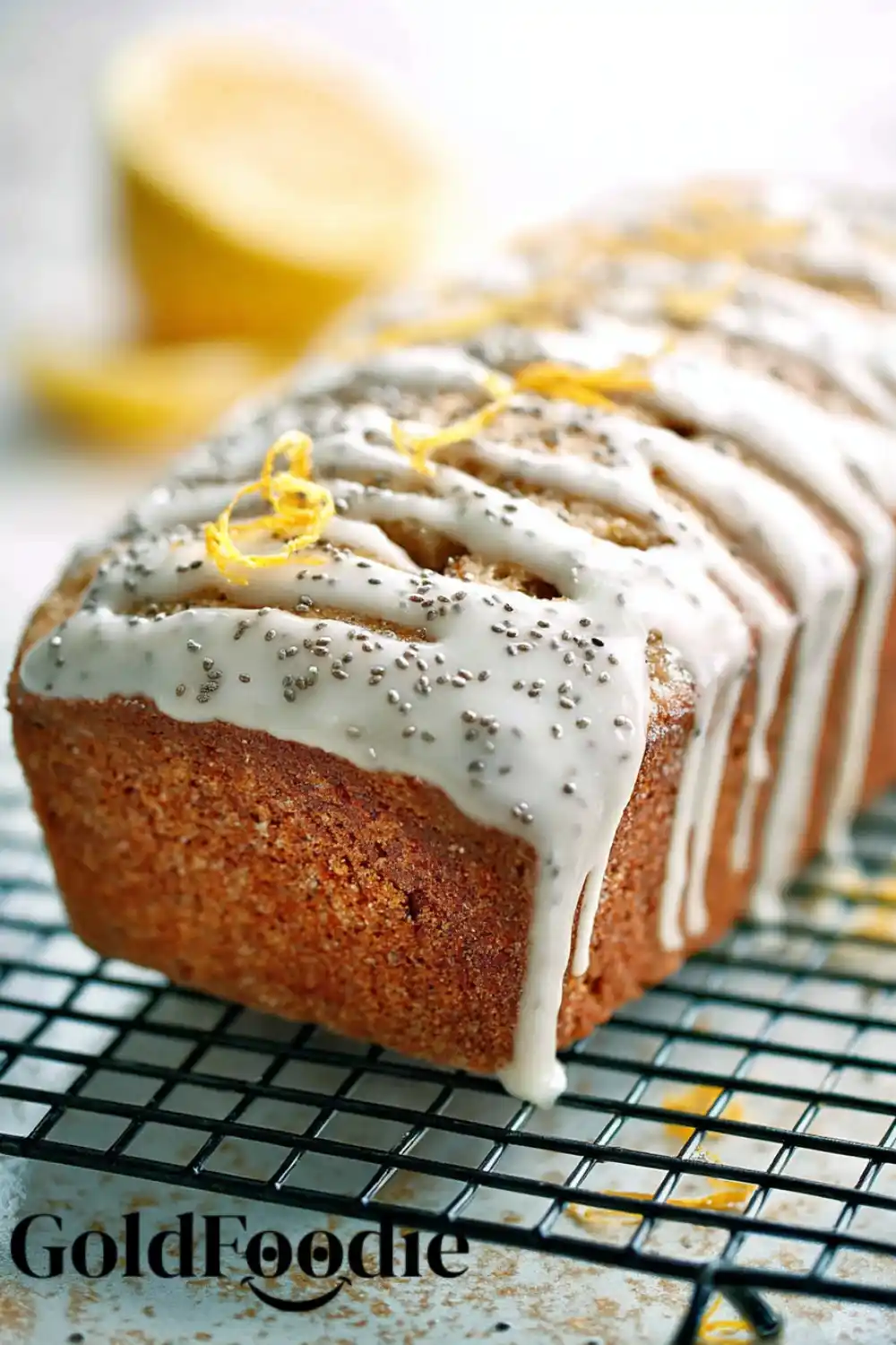 Lemon Chia Loaf Glazed Glazed lemon cake on baking paper
