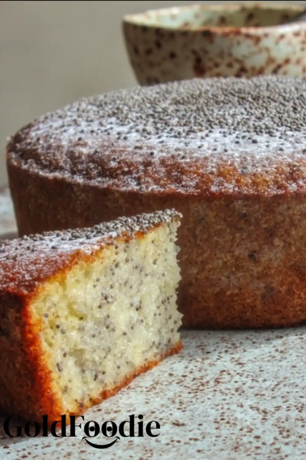Moist Chia Seed Cake Slice Close-Up Sliced chia seed cake recipes with close-up of crumb