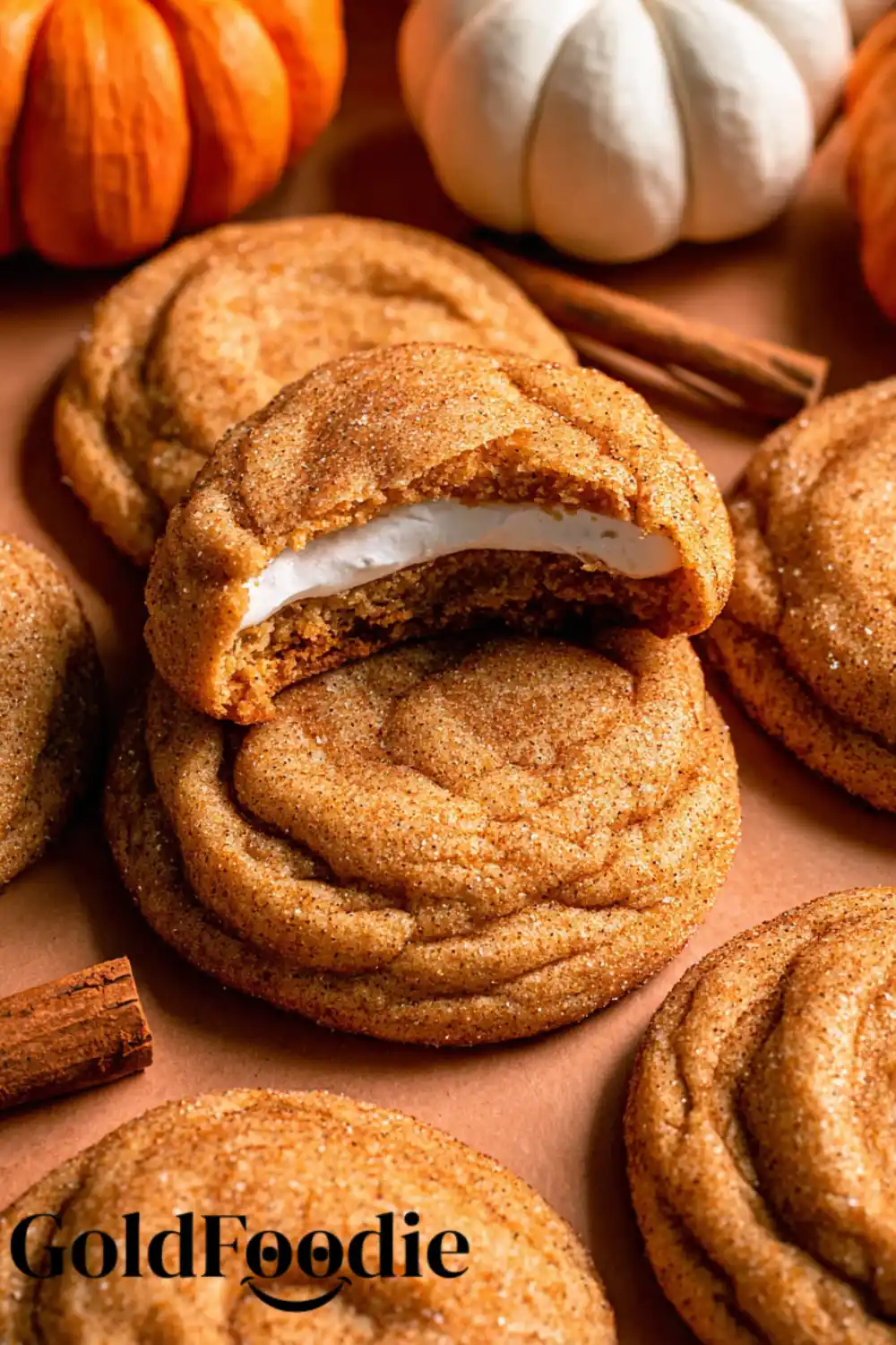 Pumpkin Cheesecake Cookies 5 Pumpkin cheesecake cookies with creamy cheesecake center