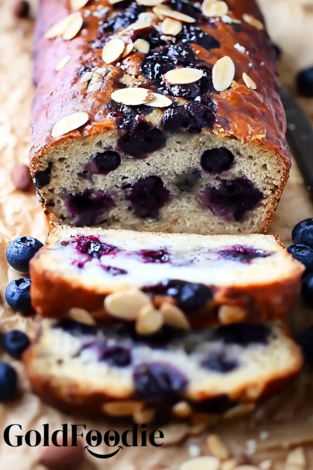Ready-to-Bake Blueberry Banana Bread Raw Blueberry banana bread batter with blueberries in loaf pan