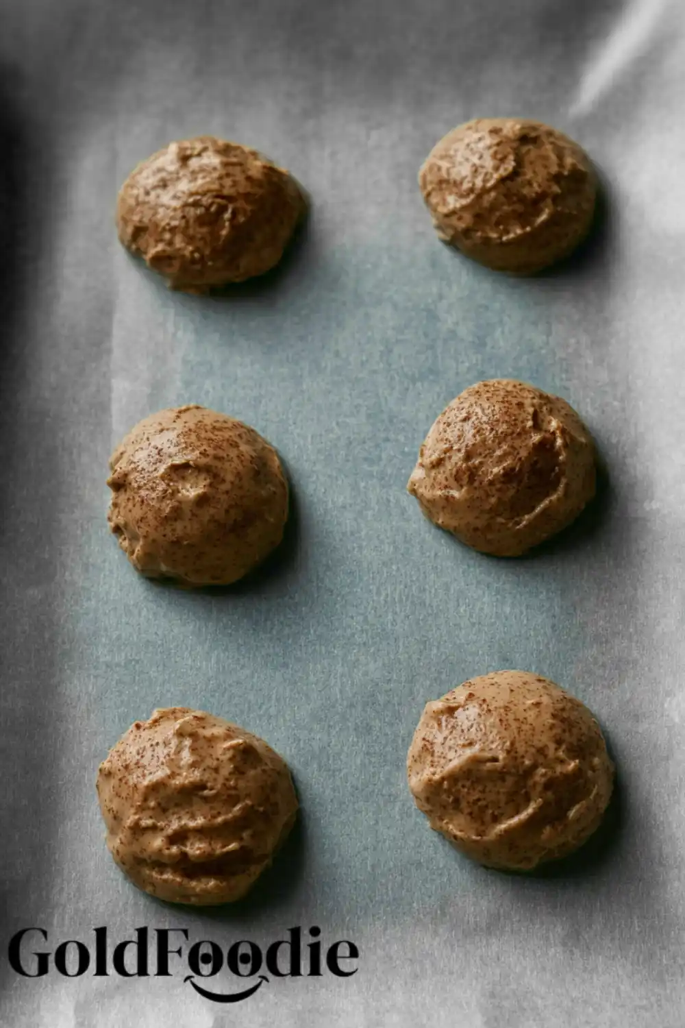 Scooped Dough Scooped dough for apple cider whoopie pies on parchment