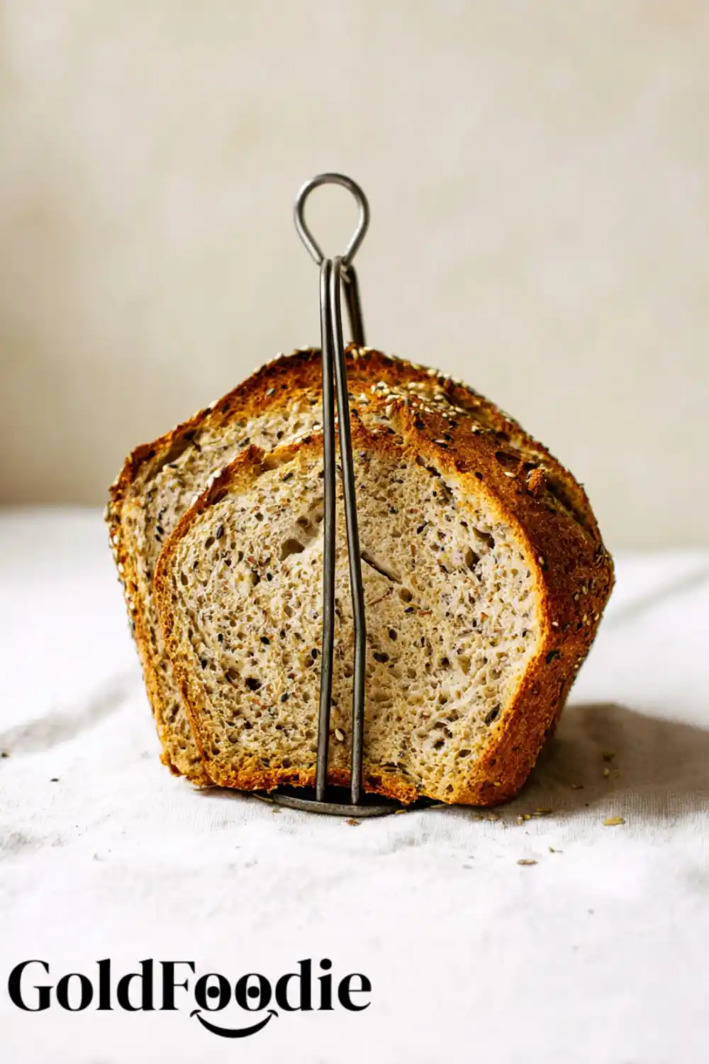 Sliced Buckwheat Bread Loaf Sliced seeded Buckwheat Bread on a table.