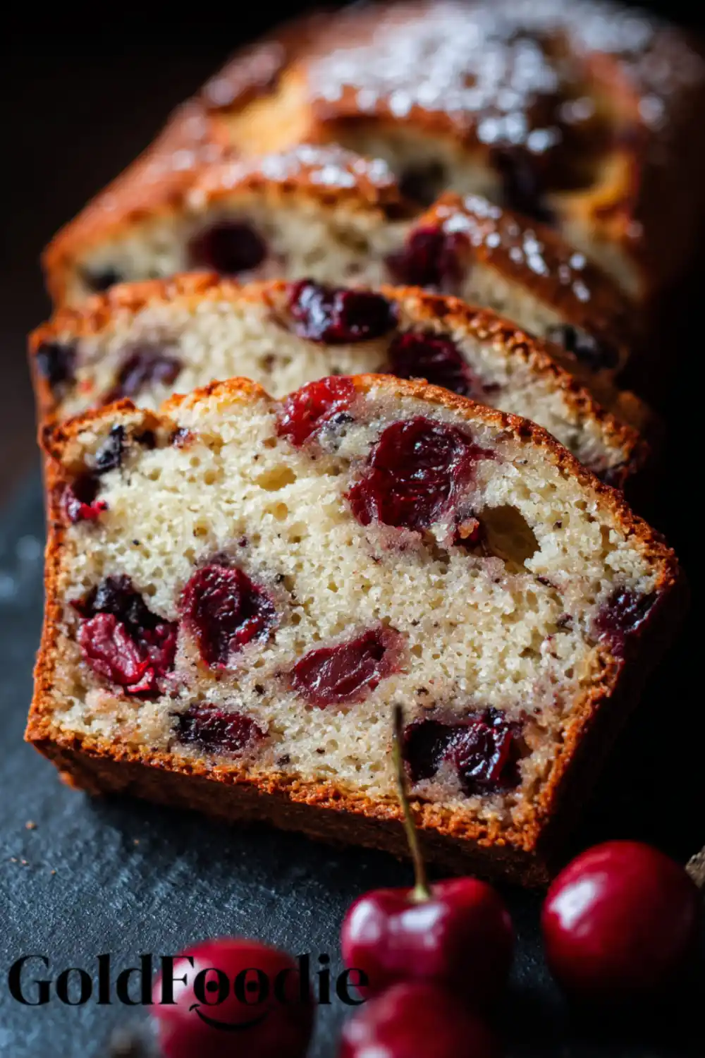 High Protein Cherry Chia Seed Cake 5 Cherry chia loaf cut into slices