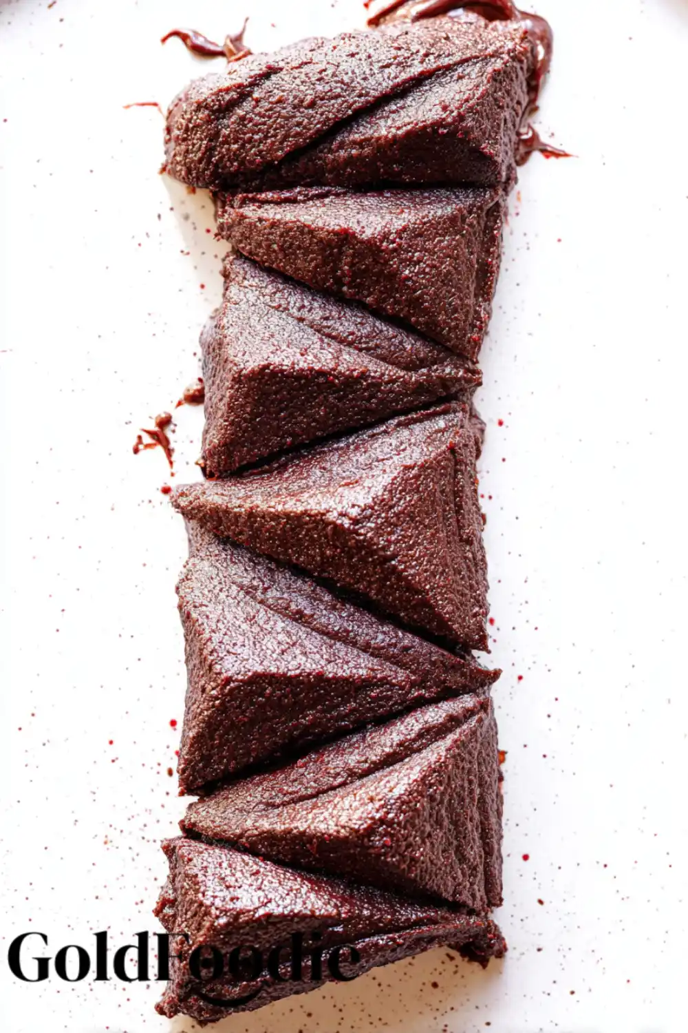 Sliced Protein Chocolate Cake Chocolate chia cake cut into triangle slices