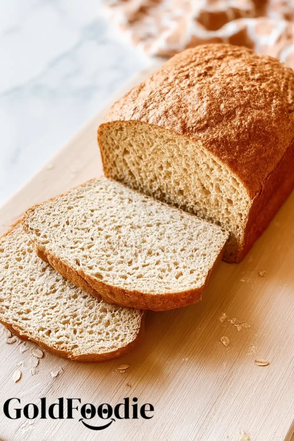 Soft Oat Flour Bread Oat flour bread sliced open showing soft texture.