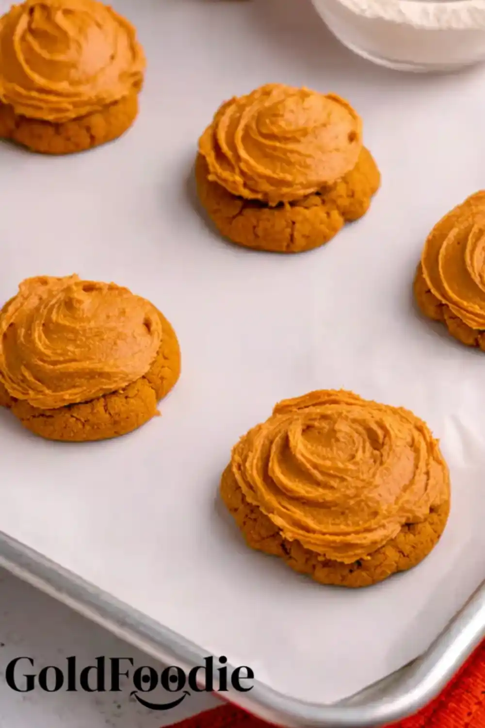 Unfrosted Pumpkin Cookies Plain pumpkin cookies before frosting